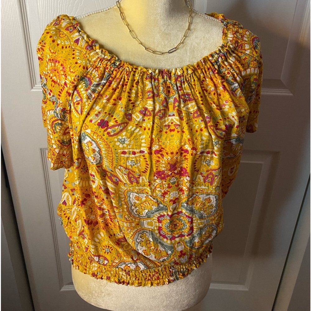 Cynthia Rowley Yellow Print Top
